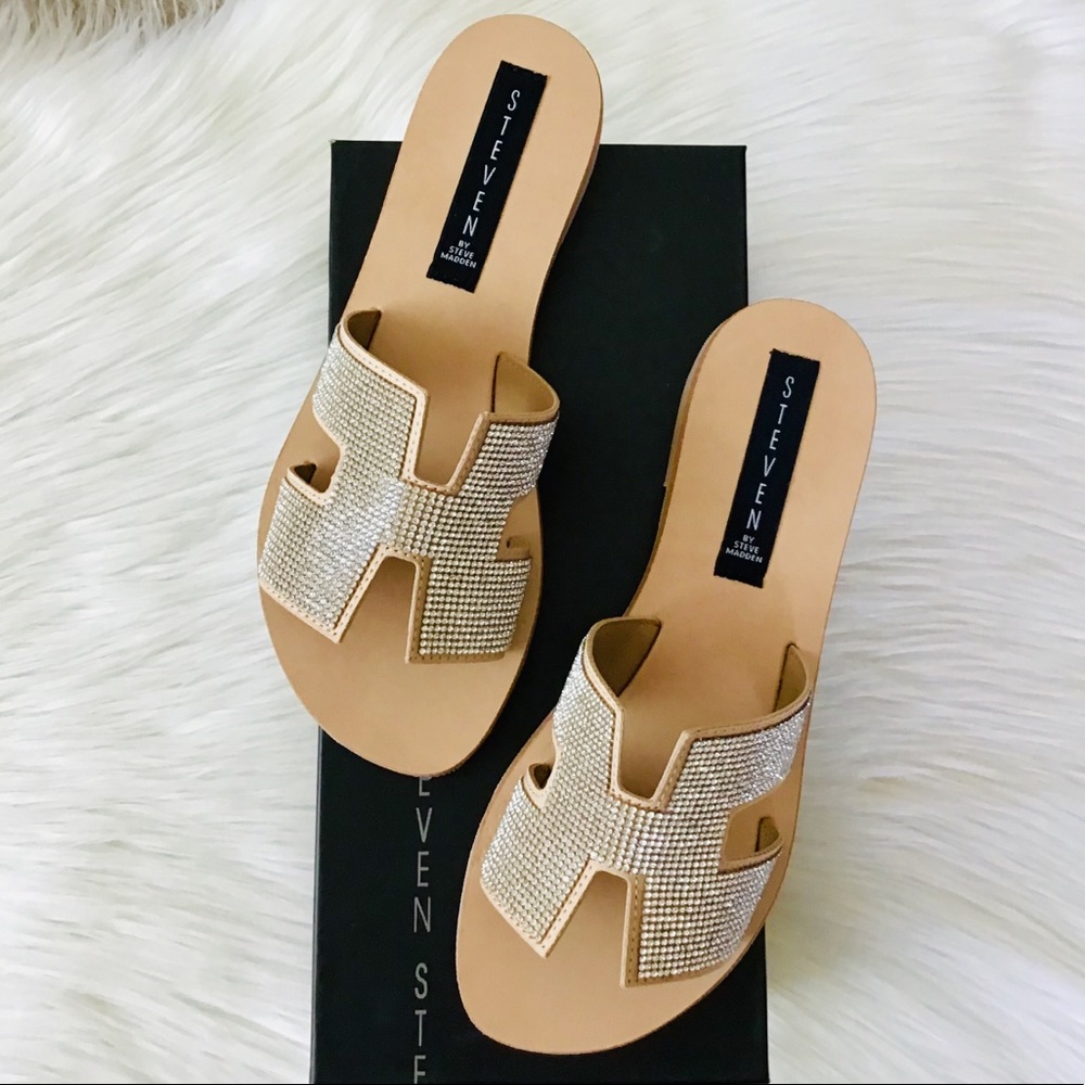 STEVEN by STEVE MADDEN Rhinestone Slide Sandals
